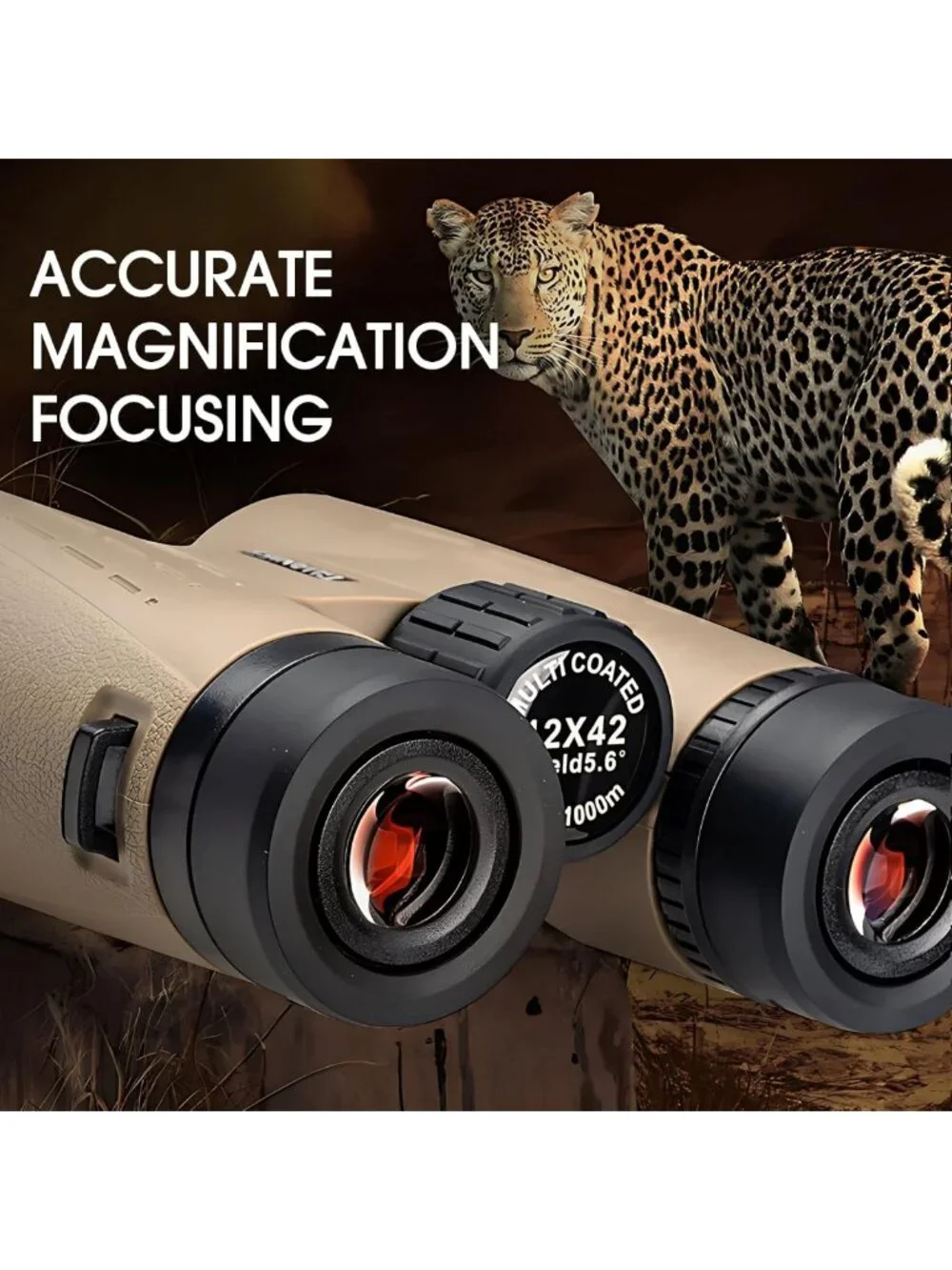 High-Powered 12x42 HD Binoculars with Phone Adapter, Night Vision for Outdoor